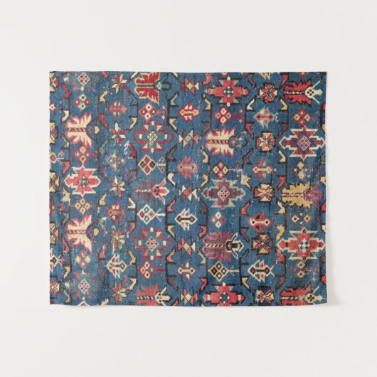 Tenture Papillon bleu aztèque jaune Cobalt (Devant (Horizontal))