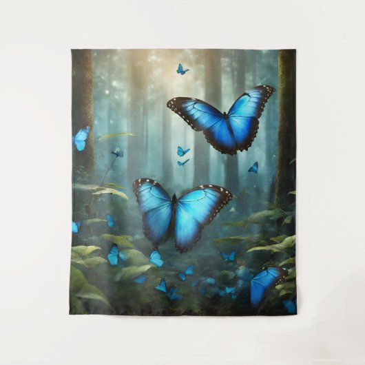 Tenture Papillon bleu Morpho (Devant)