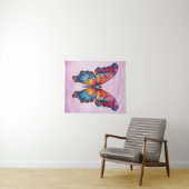 Tenture Papillon Bleu Orange ailes (En situation (horizontale))