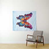 Tenture Papillon Bleu Orange ailes (En situation (horizontale))