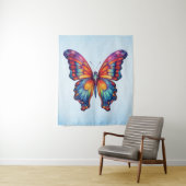 Tenture Papillon Bleu Orange ailes (En situation)