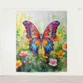Tenture Papillon Bleu Orange ailes (Devant)