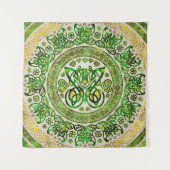 Tenture Papillon celtique - Ornement rond - Vert et or (Devant)