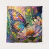 Tenture Papillon coloré et Fleurs sauvages à Sunrise (Devant)