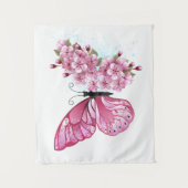 Tenture Papillon de fleurs avec Sakura rose (Devant)