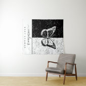 Tenture Papillon élégant noir et blanc Baby Shower à pois (En situation (horizontale))