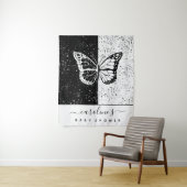 Tenture Papillon élégant noir et blanc Baby Shower à pois (En situation)