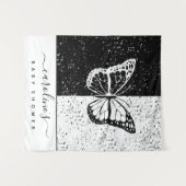 Tenture Papillon élégant noir et blanc Baby Shower à pois (Devant (Horizontal))