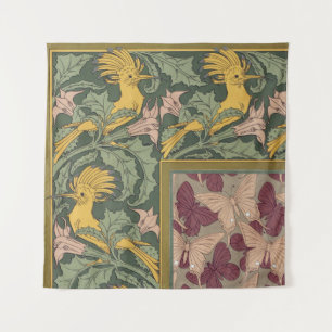 Tenture Papillon Huppe Art Nouveau de couleur Vert Sauge