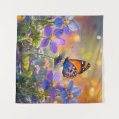 Tenture Papillon minuscule sur les Fleurs sauvages au leve (Devant (Horizontal))