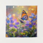 Tenture Papillon minuscule sur les Fleurs sauvages au leve (Devant)