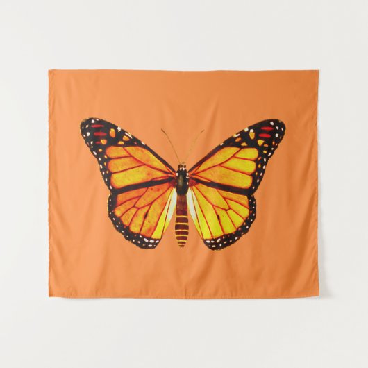 Tenture Papillon monarque, orange doré et noir (Devant (Horizontal))
