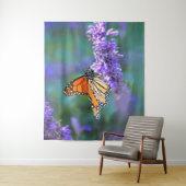 Tenture Papillon Monarque sur Fleur violette lilas (En situation)