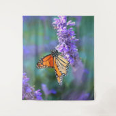 Tenture Papillon Monarque sur Fleur violette lilas (Devant)