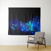 Tenture Papillon Morpho sur fond sombre (En situation (horizontale))