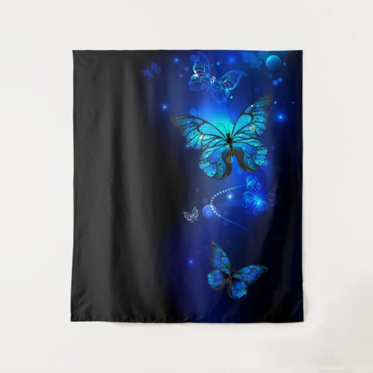 Tenture Papillon Morpho sur fond sombre (Devant)