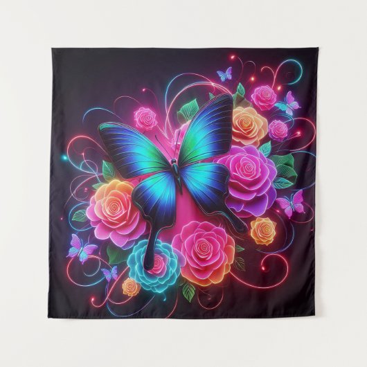 Tenture Papillon Neon & Rose (Devant)