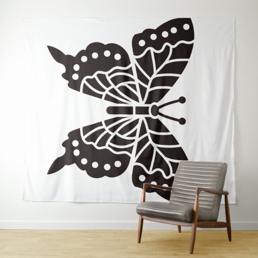 Tenture Papillon noir et blanc (En situation (horizontale))