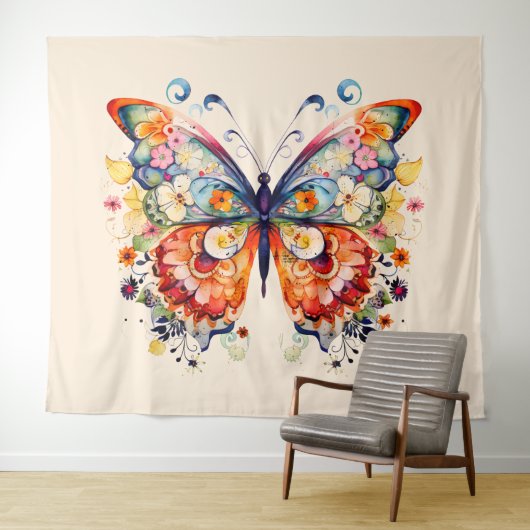 Tenture Papillon rétro couleur (En situation (horizontale))