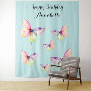 Tenture Papillon rose délicat dans les couleurs pastel arc
