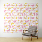 Tenture Papillon rose et or (En situation (horizontale))