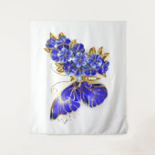 Tenture Papillon saphir à fleurs (Devant)