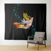 Tenture Papillon sur Lotus Bloom (En situation (horizontale))