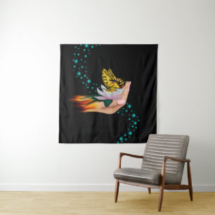 Tenture Papillon sur Lotus Bloom
