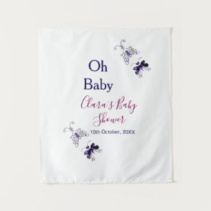 Tenture Papillon violet rose baby shower oh bébé moderne