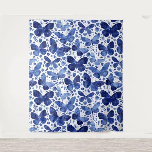 Tenture Papillons Aquarelle Bleu (Devant)