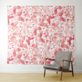 Tenture Papillons Aquarelle Corail rose (En situation (horizontale))