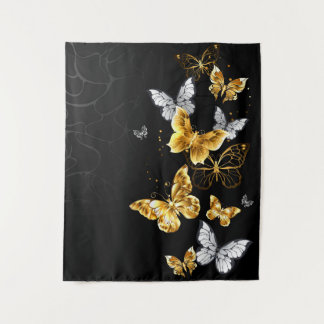 Tenture Papillons blancs et dorés