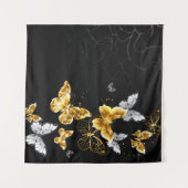 Tenture Papillons blancs et dorés (Devant (Horizontal))