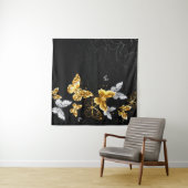 Tenture Papillons blancs et dorés (En situation (horizontale))