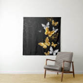 Tenture Papillons blancs et dorés (En situation)