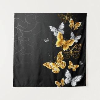 Tenture Papillons blancs et dorés