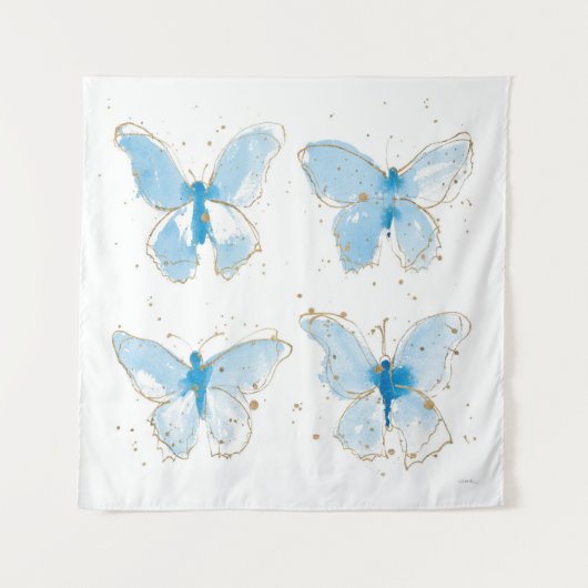 Tenture Papillons bleu Watercolor (Devant (Horizontal))