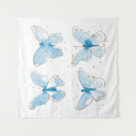 Tenture Papillons bleu Watercolor (Devant)