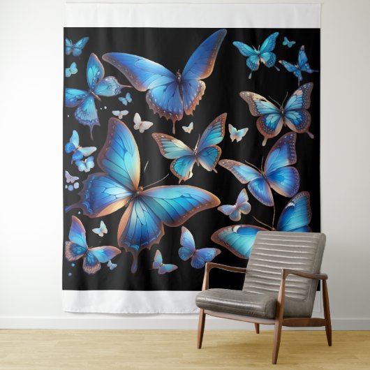 Tenture Papillons bleus (En situation)