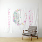 Tenture Papillons couchés éléphants Baby shower arrière (En situation (horizontale))