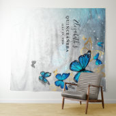 Tenture Papillons dorés et bleus - Fonds photographiques e (En situation (horizontale))