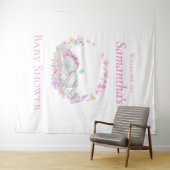 Tenture Papillons éléphants Baby shower arrière-plan (En situation (horizontale))