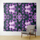 Tenture Papillons et symétrie des fleurs, violet et bleu (En situation (horizontale))