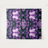 Tenture Papillons et symétrie des fleurs, violet et bleu (Devant (Horizontal))