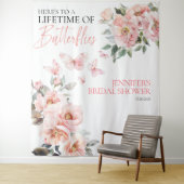 Tenture Papillons Fête des mariées bleue rose (En situation)