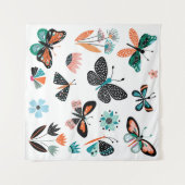 Tenture Papillons Fleurs : Collection Dessinée à la main (Devant (Horizontal))