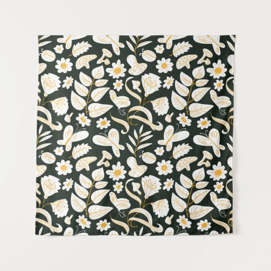 Tenture Papillons & Fleurs : Motif d'été Doodle. (Devant)