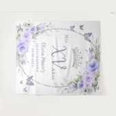 Tenture Papillons floraux pourpres de lavande Quinceañera (Devant (Horizontal))