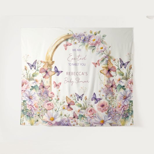 Tenture Papillons jardin baby shower photo fond (Devant (Horizontal))