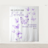 Tenture Papillons Lavender Fête des mariées Backdrops (Devant)